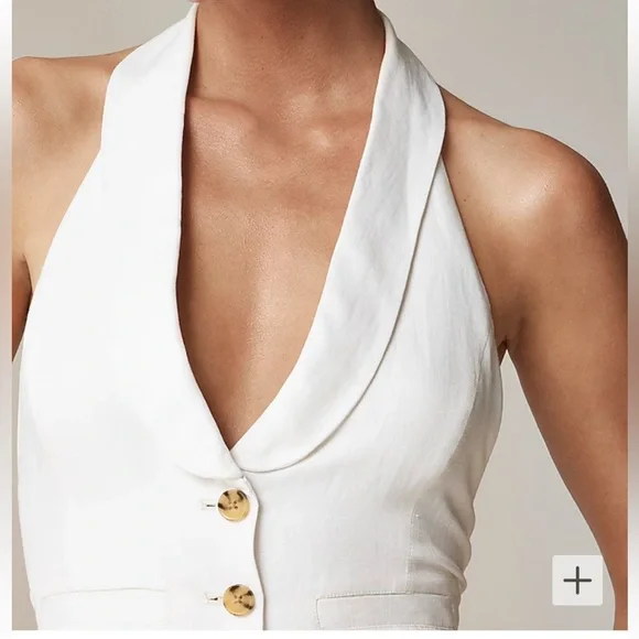 J. Crew Open-back vest in linen-cupro blend - Picture 2 of 4